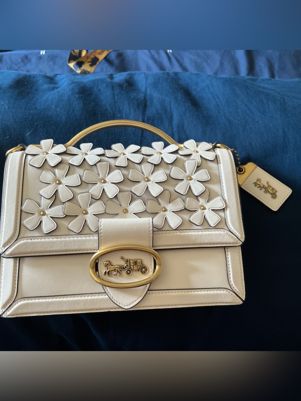 Coach bag in Chalk (off white / ivory) gold hardware, floral